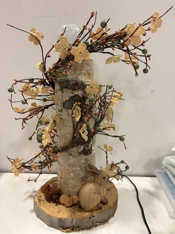Light Tree Log And Flowers