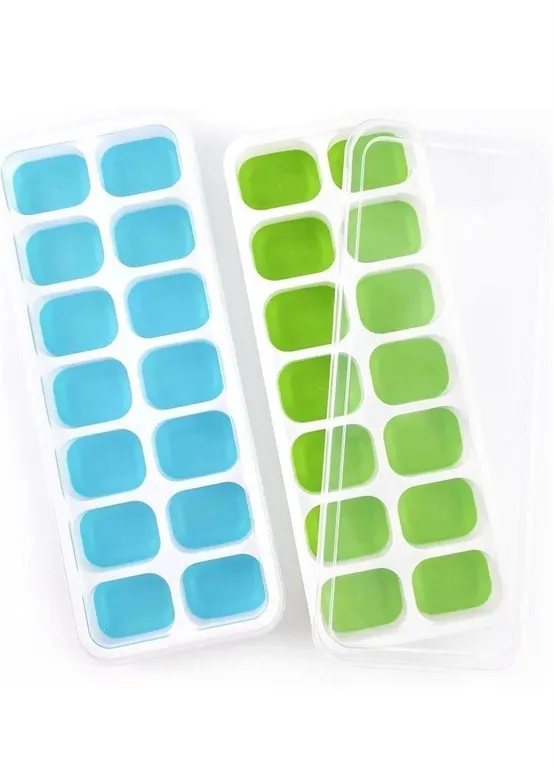 SEALED 2pk Silicone Ice Cube Trays with Lids