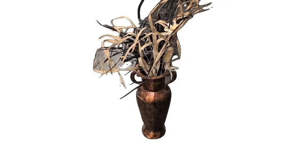 21" Metallic Flower Vase w/Display Foliage