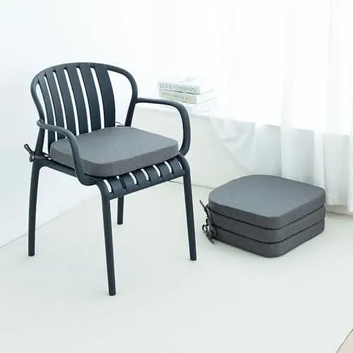 SEALED $39 4PK Seat Chair Cushions w/Ties 17x16x2"