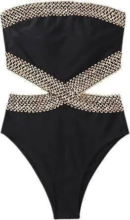 NEW $56 (M) Women's Strapless Bandeau Swimsuit