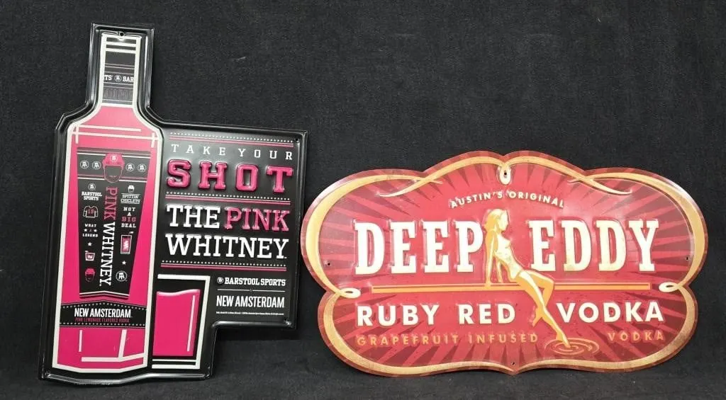 (2) Tin Liquor Signs
