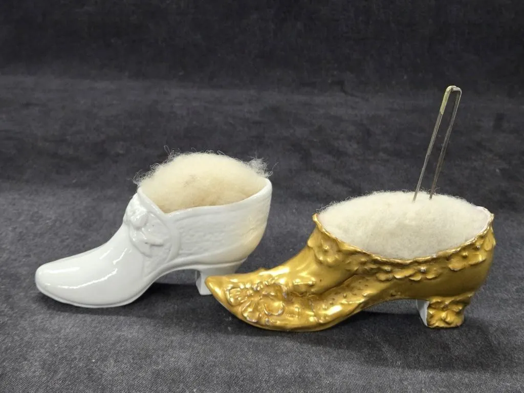 (2) Miniature Pin Cushion Shoes