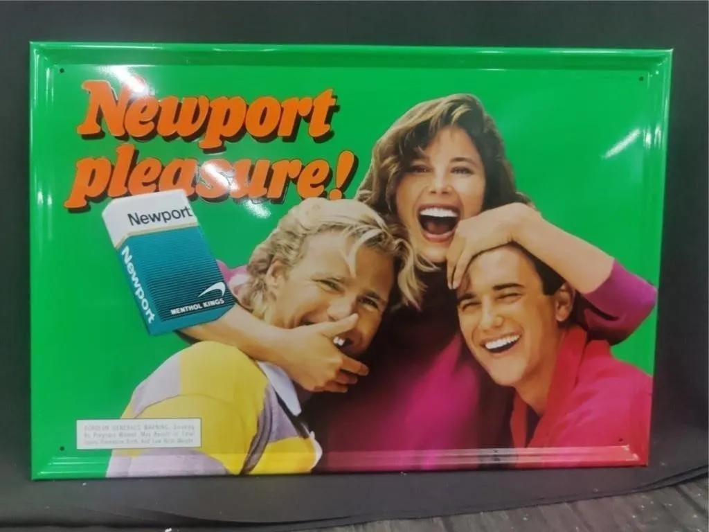 17"x25" Vintage Embossed Newport Metal Sign