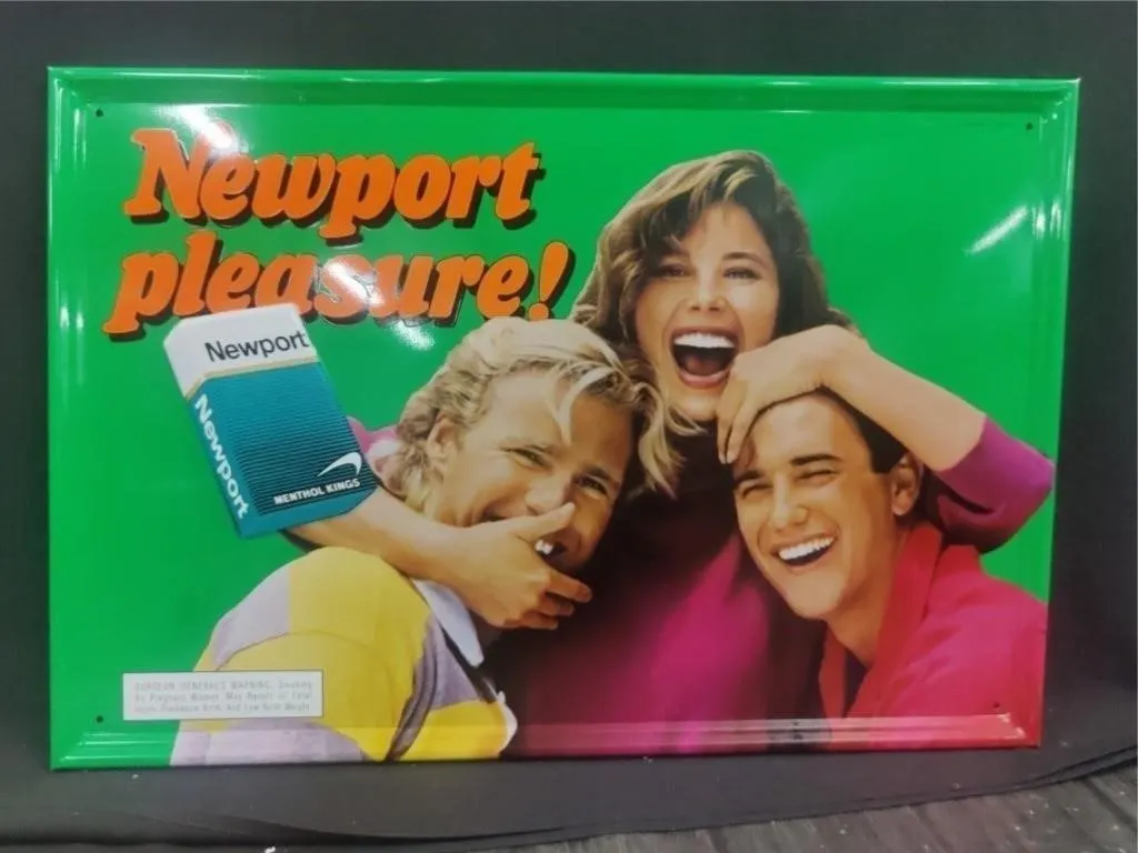 17"x25" Vintage Embossed Newport Metal Sign