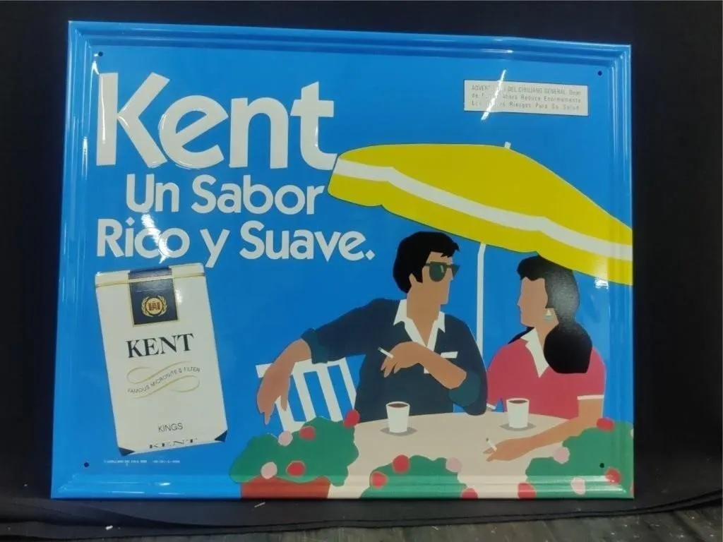 17'x22" Blue Metal KENT Cigarette Advertising Sign