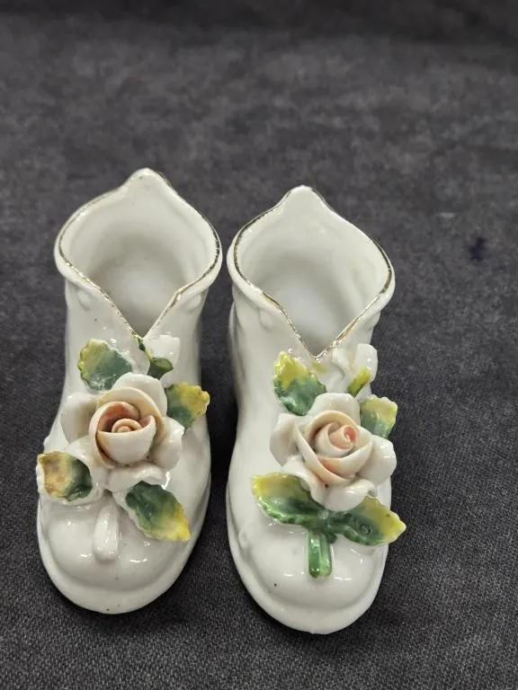 Porcelain Miniature Boot Figurines from the