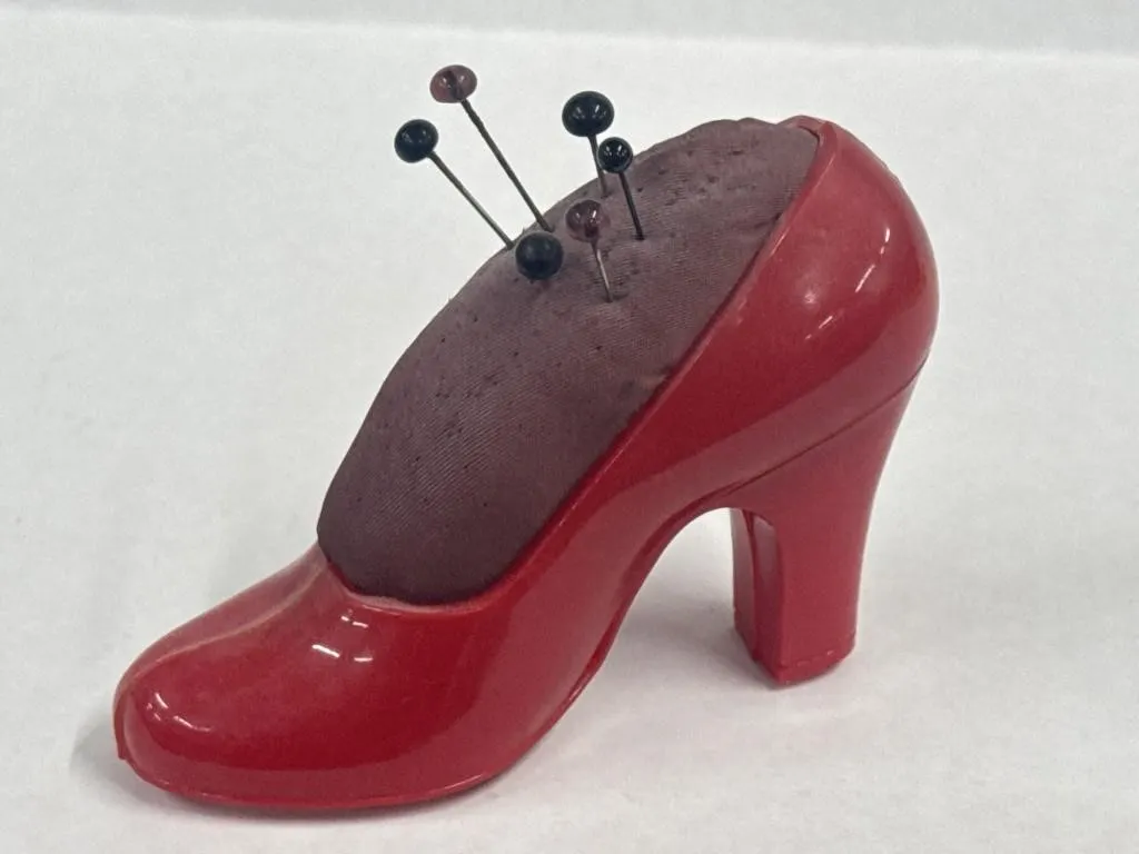 1940's RED Plastic Pump Pin Cushion
