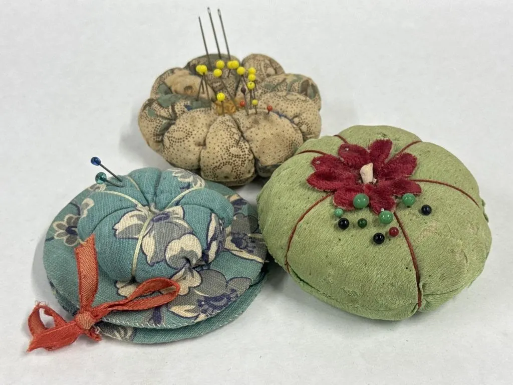 (3) Handmade Fabric Pin Cushions in Unique Shapes