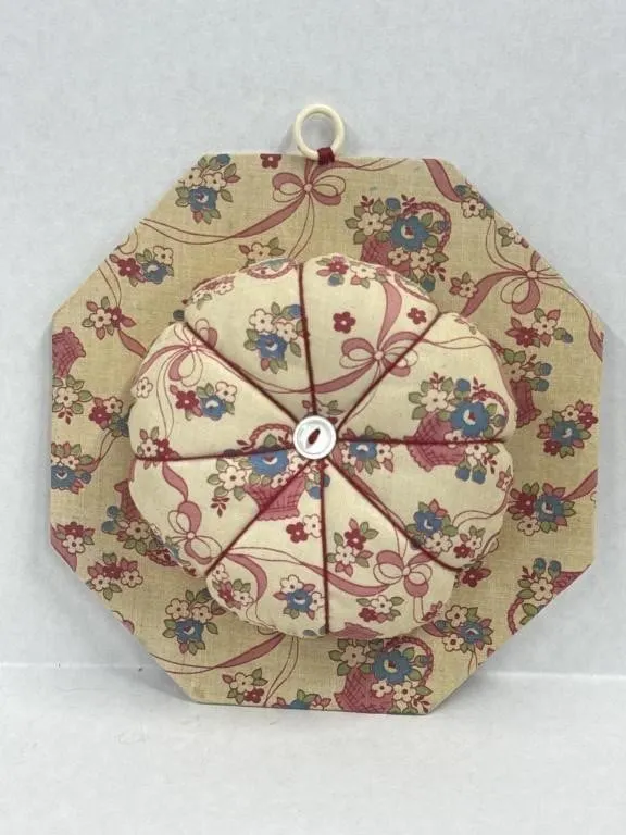 Handmade Quilted Fabric Pincushion Floral