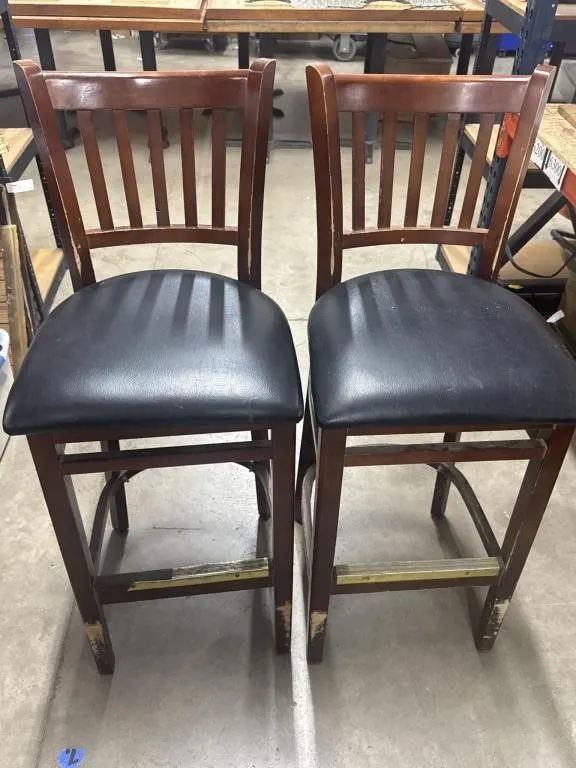 (2) Wooden Cushion Bar Stools 17"x17�x44�