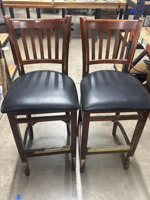 (2) Wooden Cushion Bar Stools 17"x17�x44�