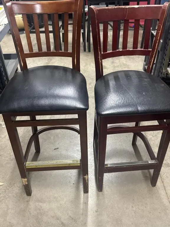 (2) Wooden Cushion Bar Stools 17�x 17�x44�/ 43"