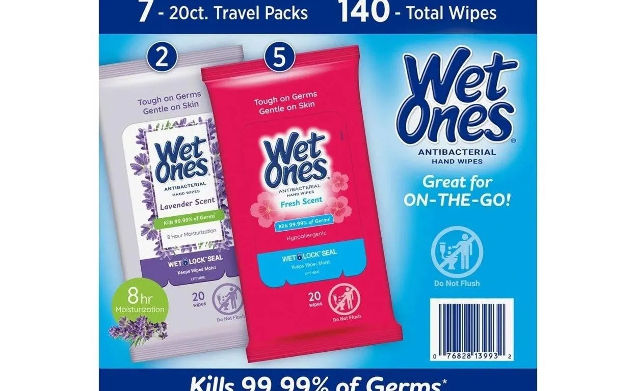 Wet Ones 990285964 Antibacterial Hand Wipes 7pk...