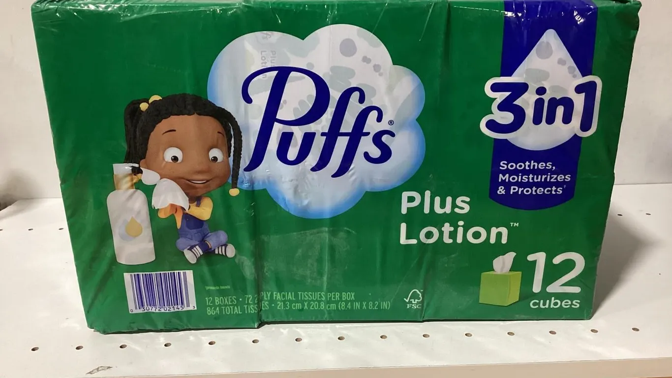Puffs Plus Lotion Facial Tissues 12 Pack 72ct