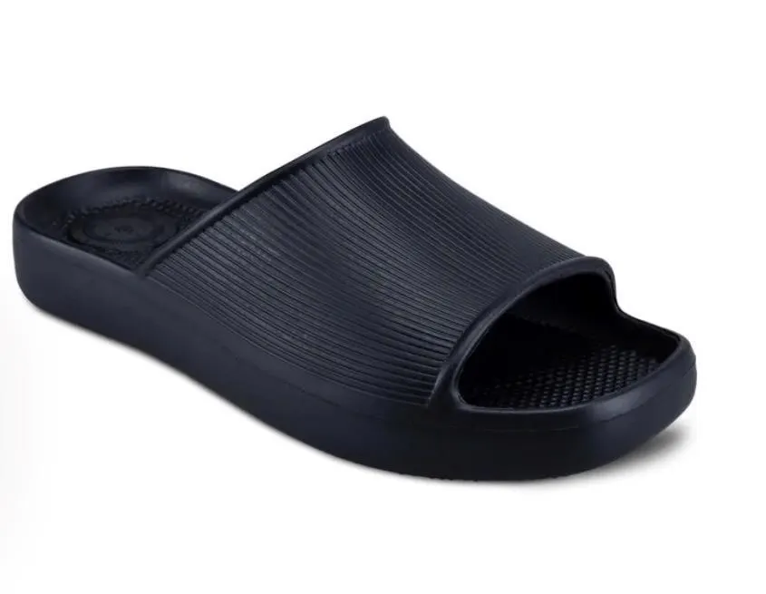 Totes Womens Ribbed Platform Slide Sandals