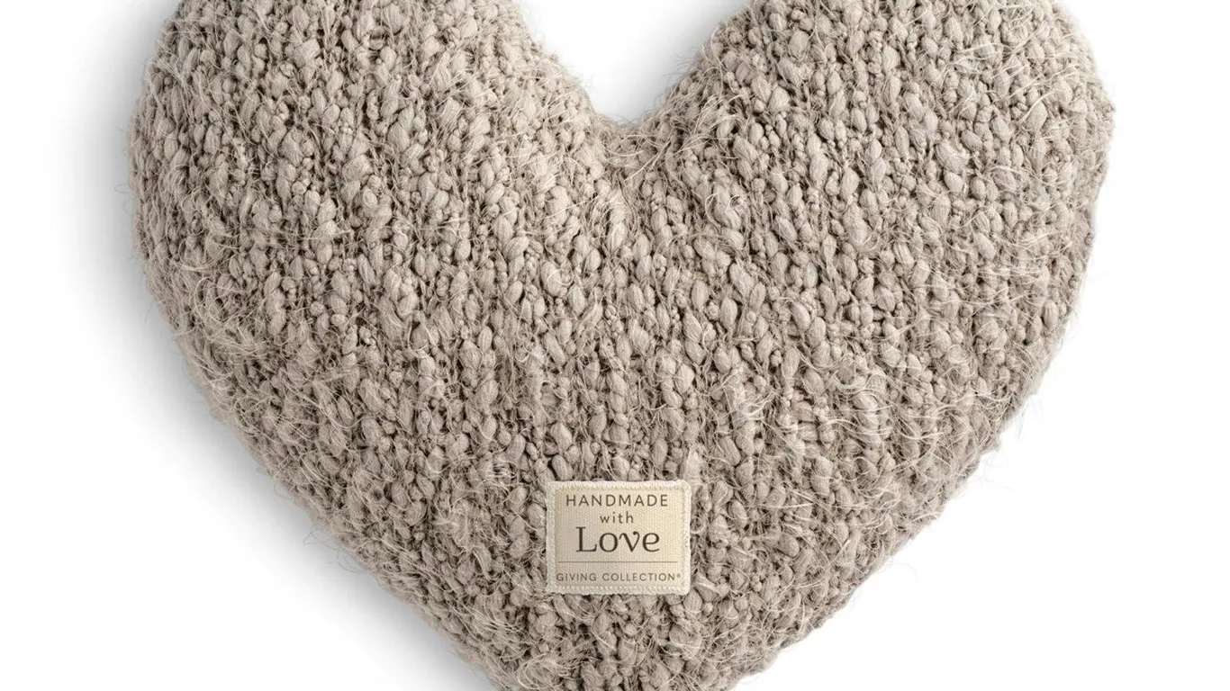 Demdaco Weighted Giving Heart Pillow Grey Taupe