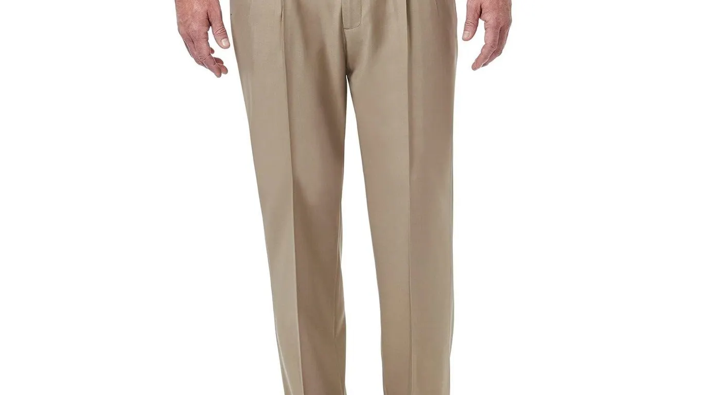 Haggar Classic Fit Pleated Dress Pants 38x32 Khaki