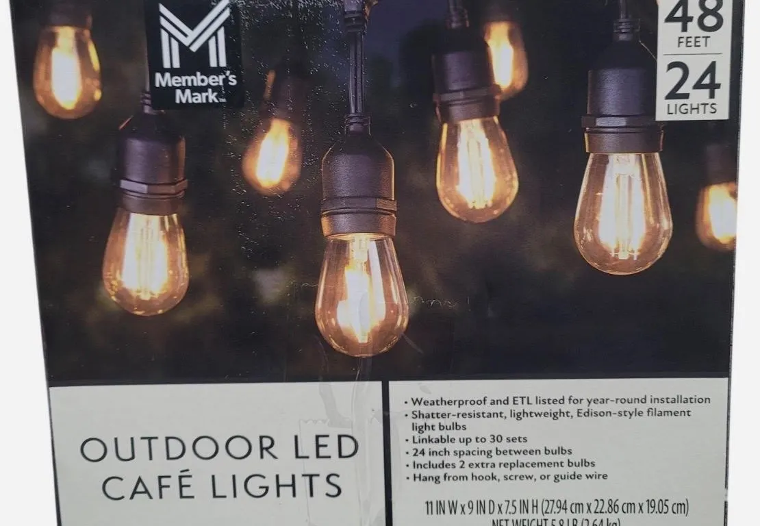 48ft LED Outdoor Cafe String Lights