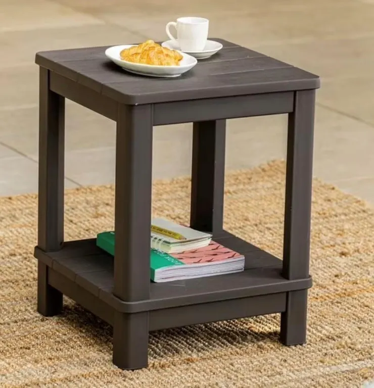 Keter Deluxe Side Table With Shelf Outdoor Living