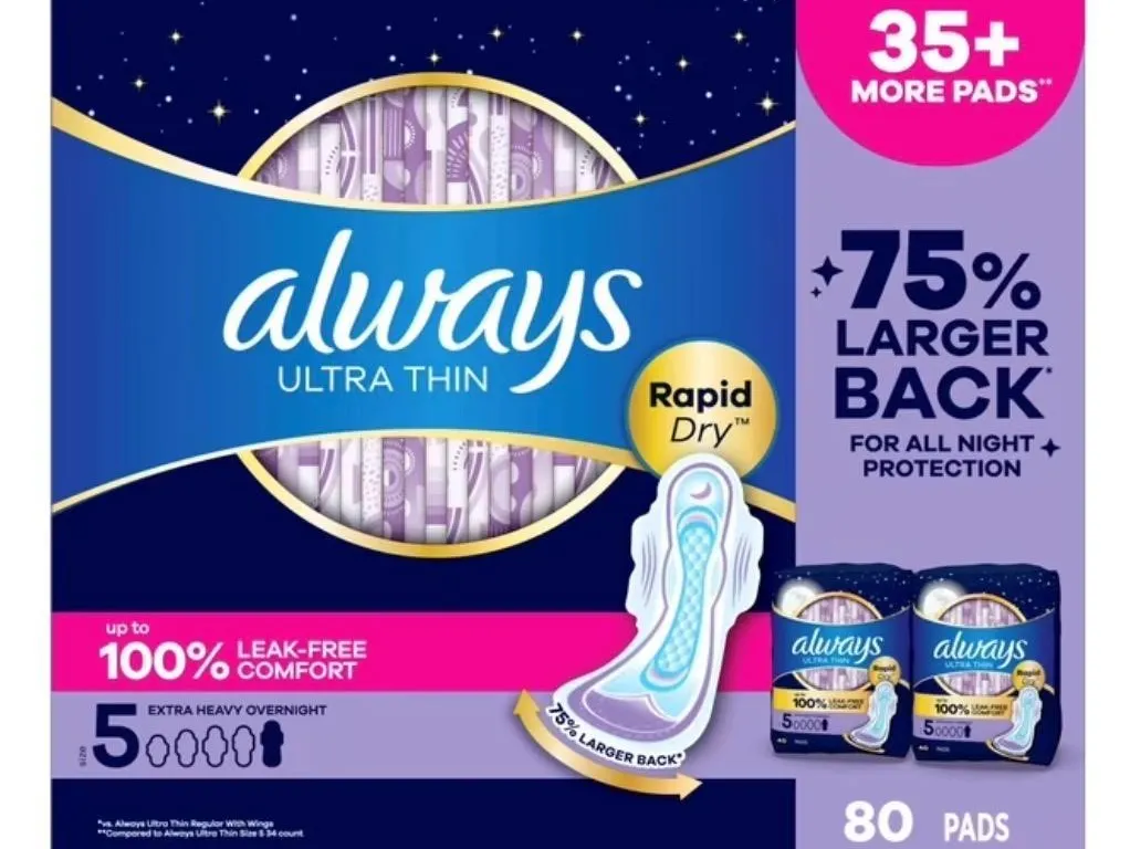 Always Ultra Thin Overnight Pads With Wings 1ct