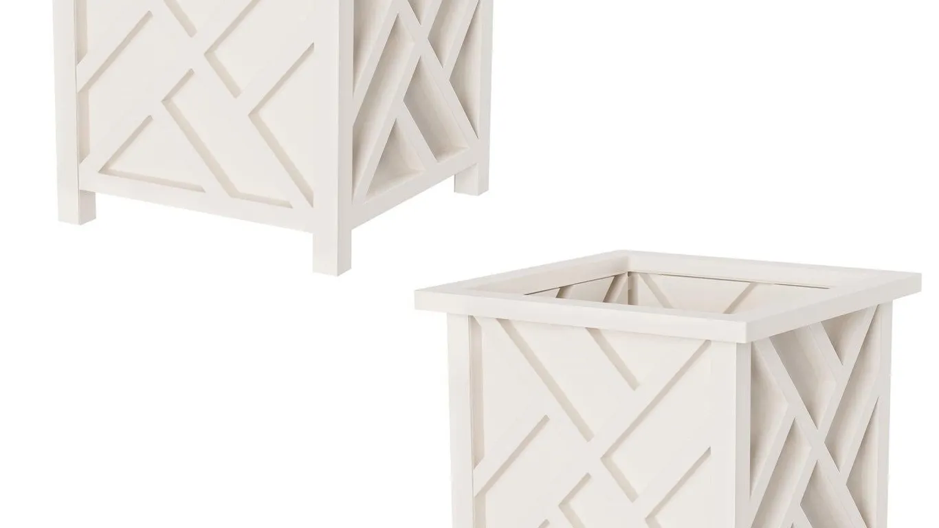 Pure Garden 14.75 Square Outdoor Planters White