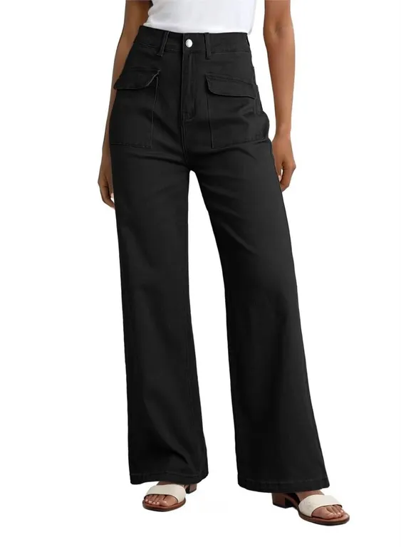 Dokotoo Size 8 Black Baggy Wide Leg Cargo Pants