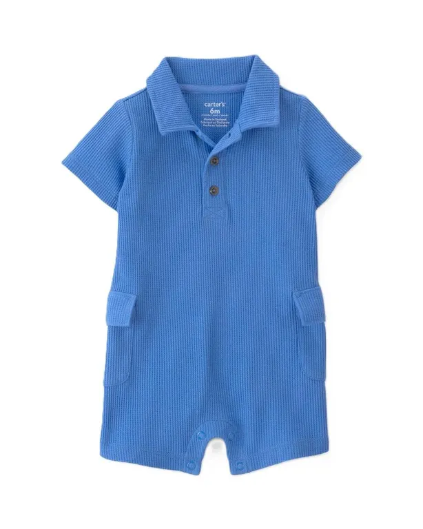 Carters 12M Blue Polo Romper