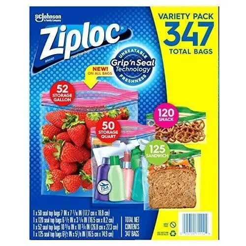 Ziploc Storage Bags Bundle 347ct Assorted Sizes
