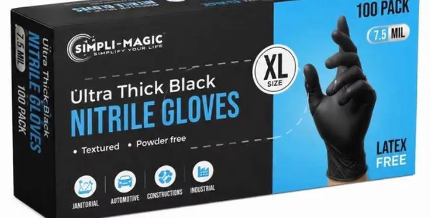 Simpli-Magic Black Nitrile Industrial Gloves 100ct