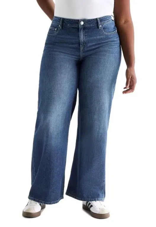Aeropostale Womens Wide Leg Low Rise Denim Jeans
