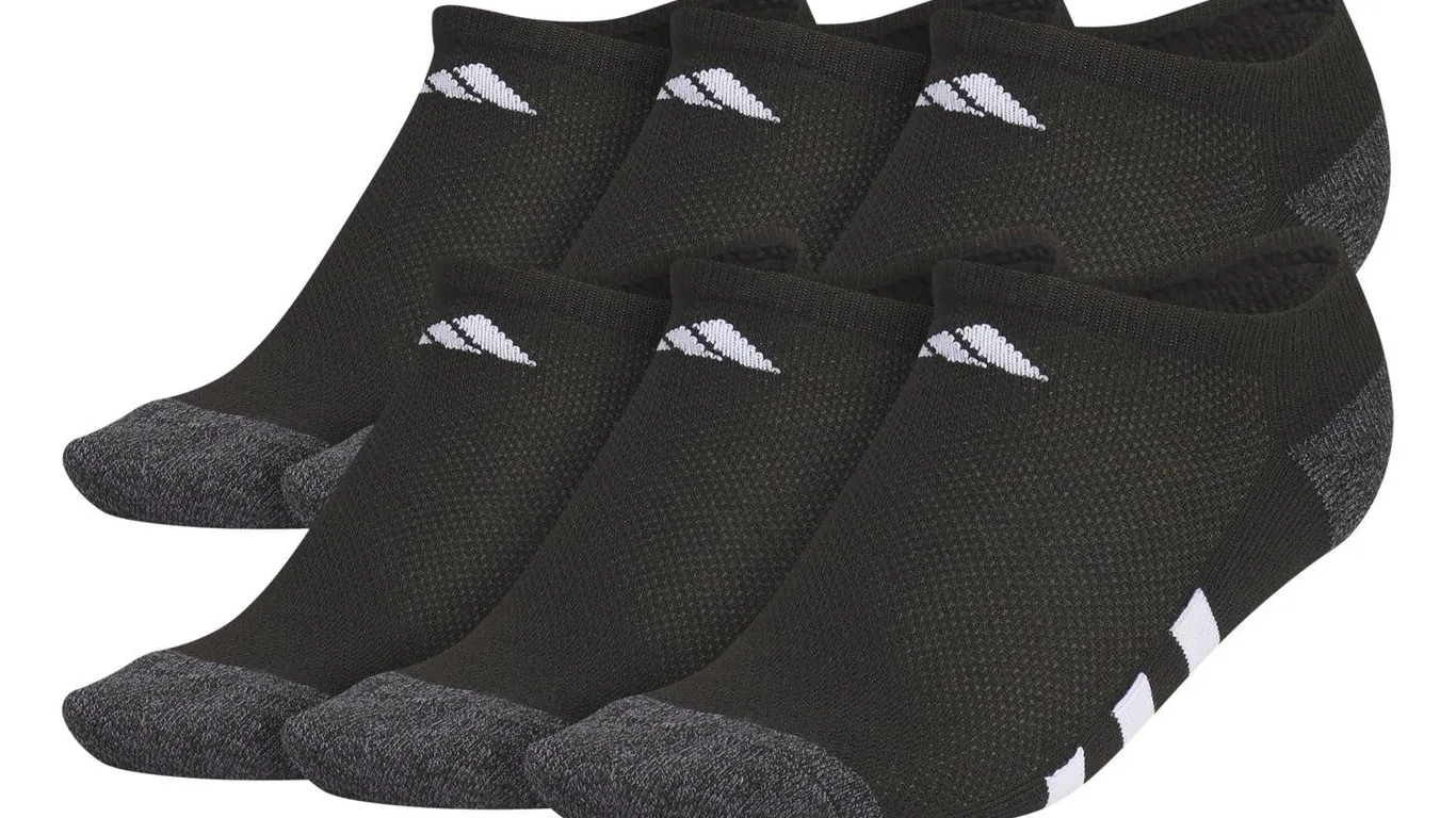 Adidas Youth No Show Socks Medium BlackGreyWhite