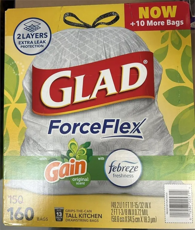 Glad 13 Gallon ForceFlex Trash Bags 160ct