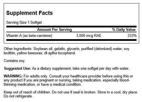 Swanson Beta-Carotene (Vitamin A) 10000 IU (3000