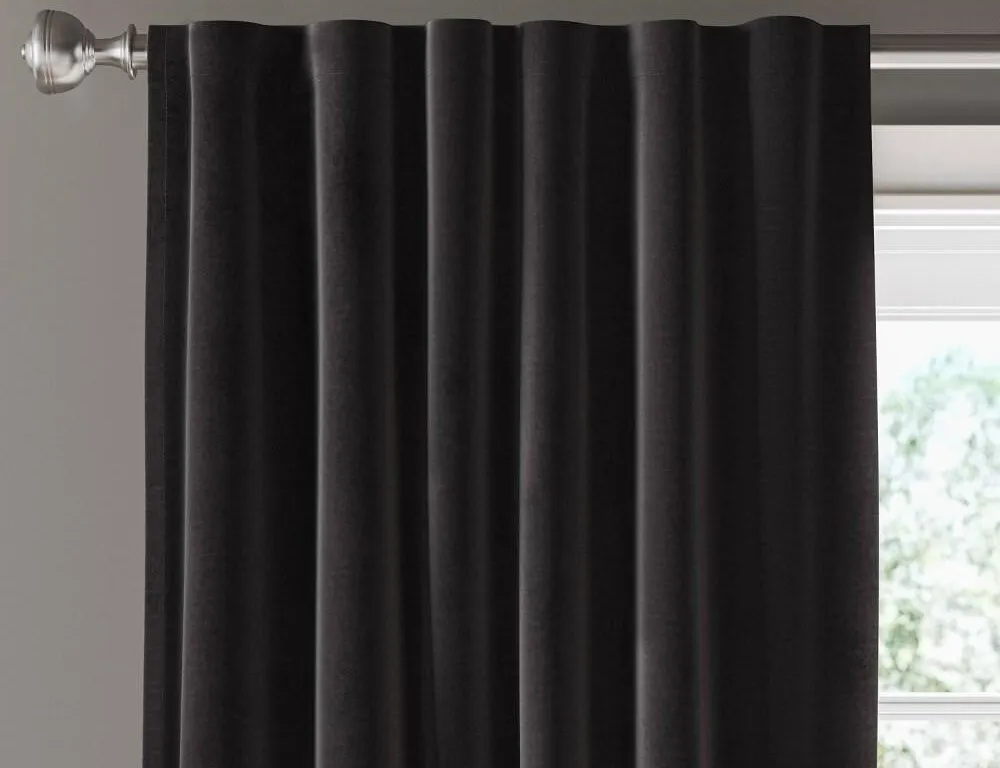 50"x63" Blackout Velvet Window Curtain Panel Black