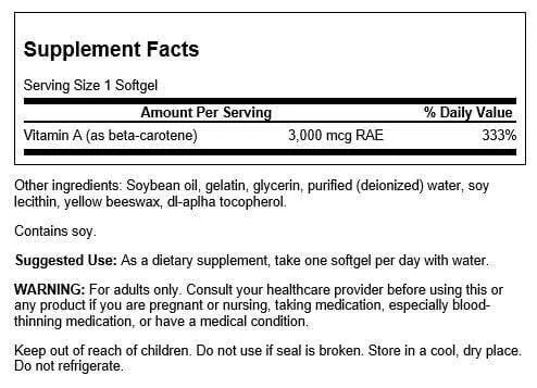 Swanson Beta-Carotene (Vitamin A) 10000 IU (3000