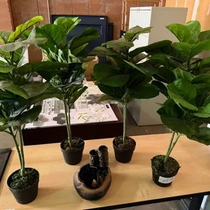 (4) Plastic Plants and Electric Water Fountain
