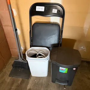 Chair, Office Supplies, Bin, Dustbin and Broom