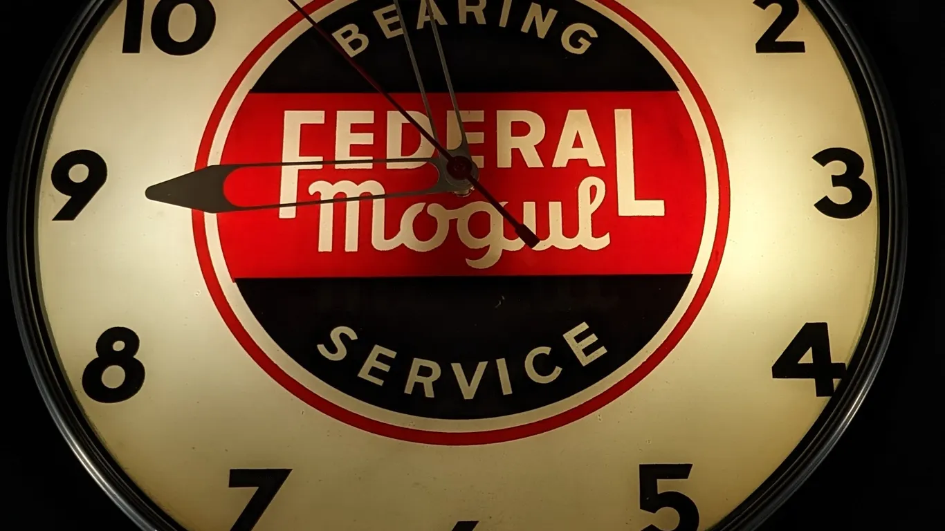 LACKNER LIGHTED CLOCK SIGN FEDERAL MOGUL BEARING SERVICE