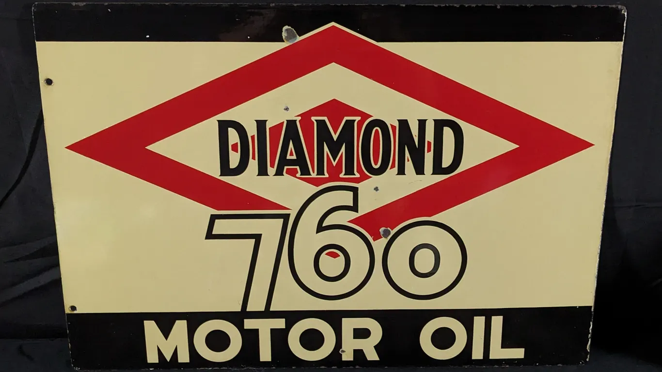 PORCELAIN SIGN DIAMOND 760 MOTOR OIL (2 SIDED)