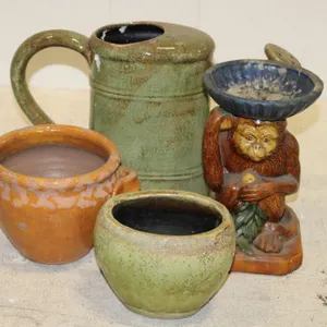 Pottery Planters & Watering Can
