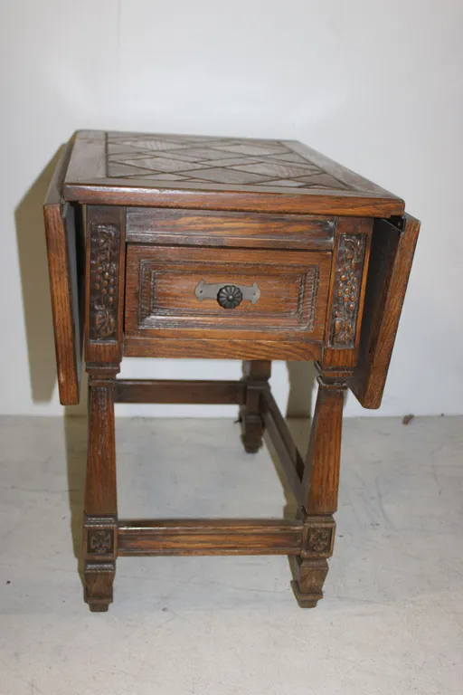 Carved Drop-Leaf Table