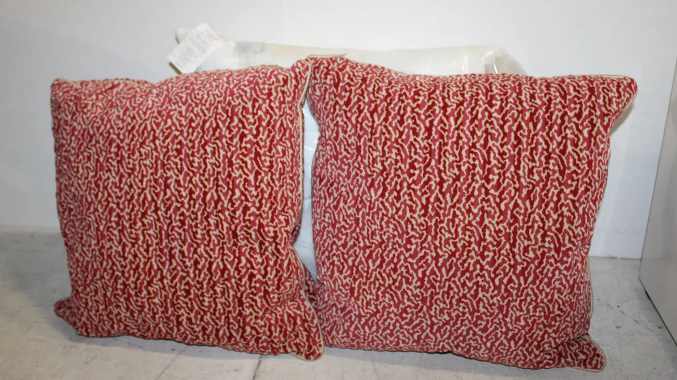Red Patterned & White Pillows