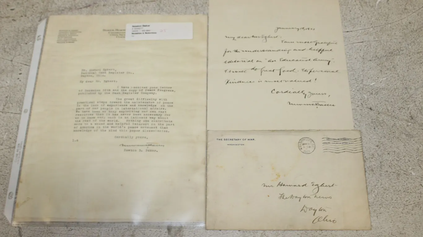 Newton D. Baker Letter & Autograph