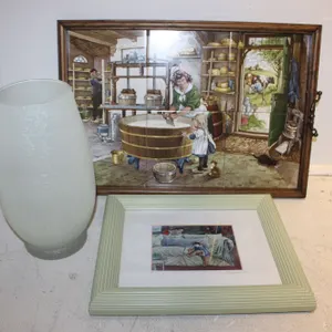 Tile Tray, Print & Glass Vase