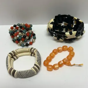 Four Fashion Bracelets Including Beaded, Resin, and Elasticized Designs, Mixed Styles