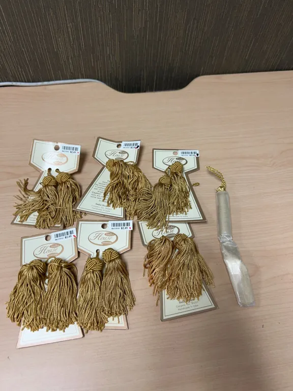 India House Mini Maharaja Gold Rayon Tassels Unused Packages