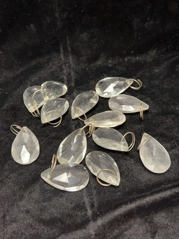 Faceted Teardrop Crystal Chandelier Prisms with Wire Loops, Each 1.75 Inches Long, Clear Glass