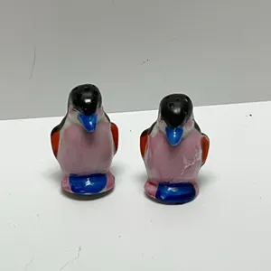 Ceramic Penguin Salt and Pepper Shakers Pair with Painted Details and Original Cork Stoppers, 1950s
