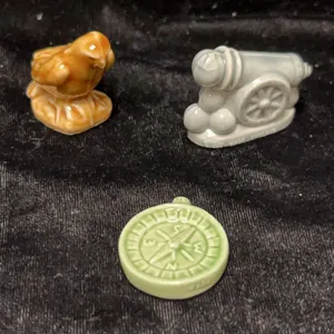 Wade England Porcelain Miniatures Collection: Compass, Cannon, and Bird Figurines, Set of Three Piec